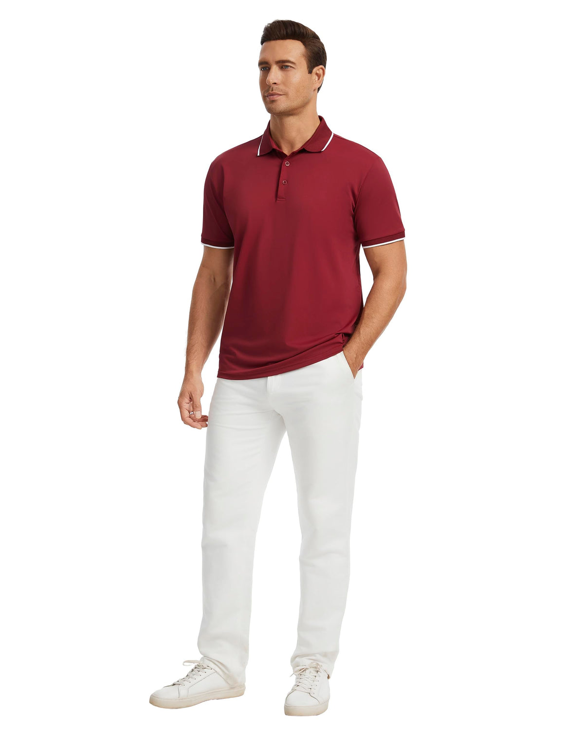 AMZSPORT Men's Short Sleeve Polo Shirt For Golf,Business Or Casual