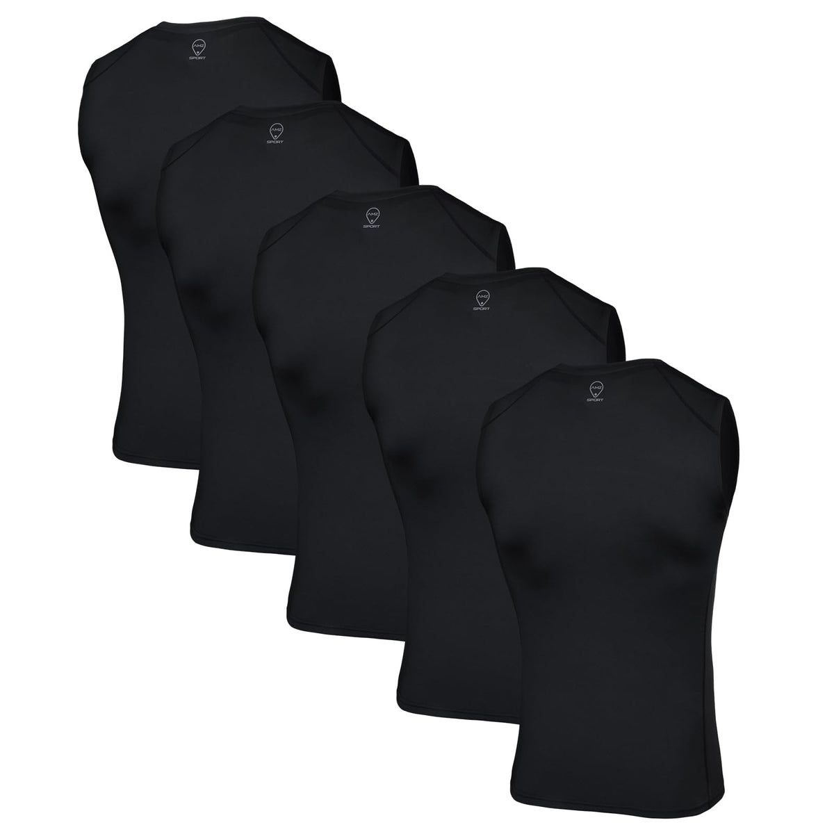 AMZSPORT Men's 5-Pack Sleeveless Compression Tank Top Gym Running