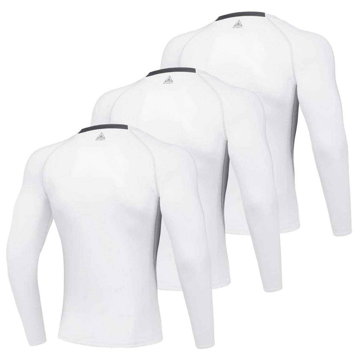 AMZSPORT Men's Long Sleeve Compression Running Shirt Quick Dry