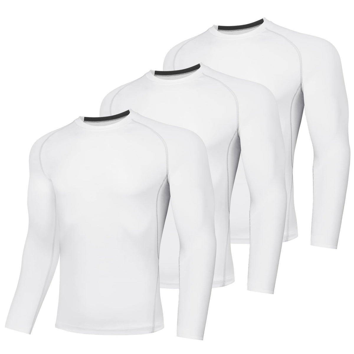 AMZSPORT Men's Long Sleeve Compression Running Shirt Quick Dry