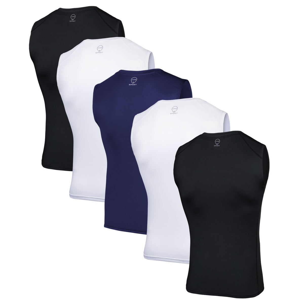 AMZSPORT Men's 5-Pack Sleeveless Compression Tank Top Gym Running