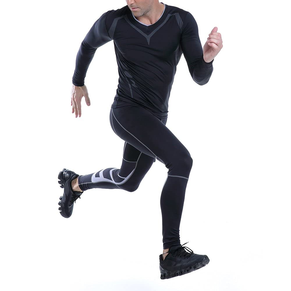 AMZSPORT Men's Quick-Dry Compression Running Tights