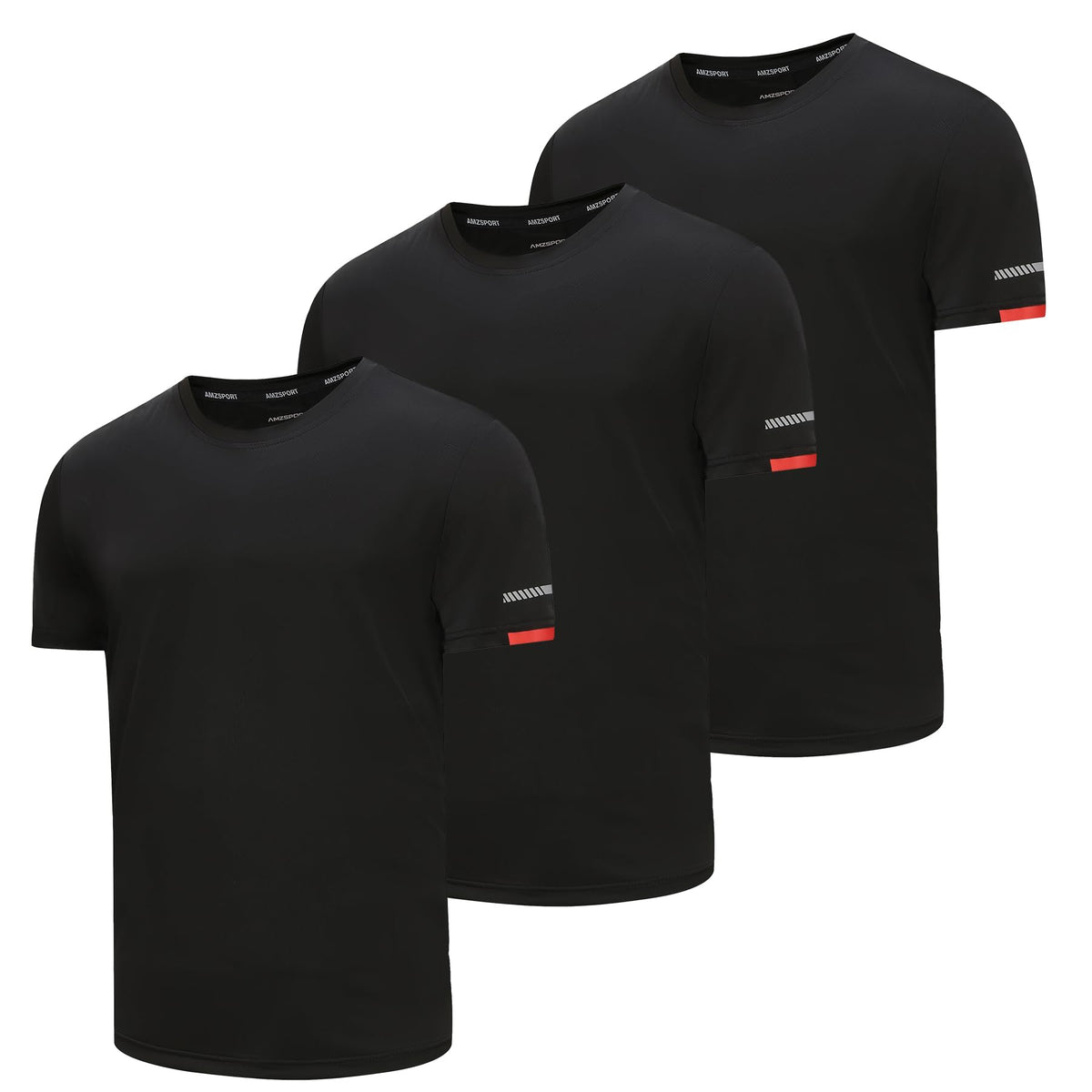 AMZSPORT Herren Sport T-Shirts, 3/5er-Pack Atmungsaktive & Schnelltrocknende Mesh Kurzarmshirts für Laufen, Training & Fitness