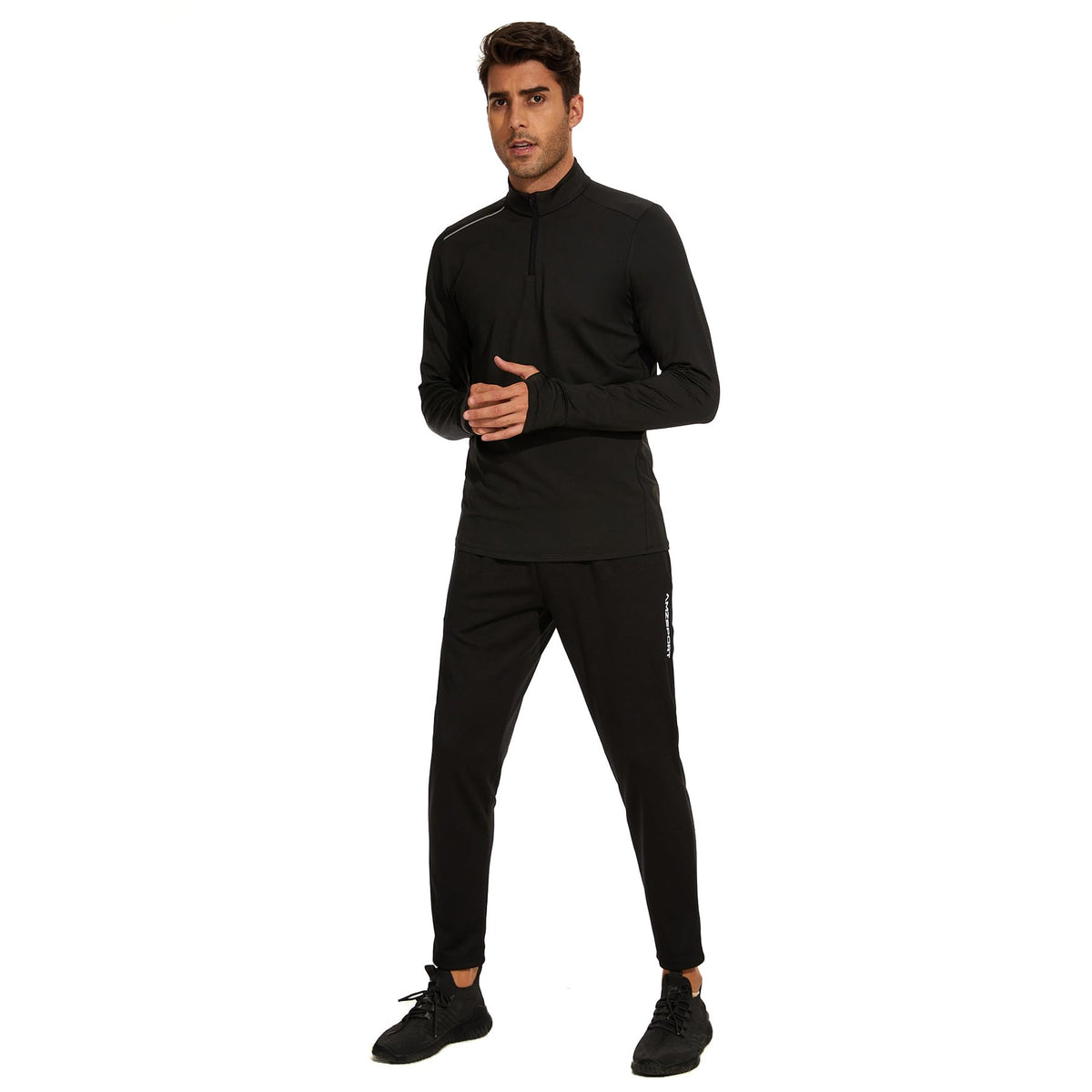 AMZSPORT Men's 1/4 Zip Long Sleeve Running & Training Shirt