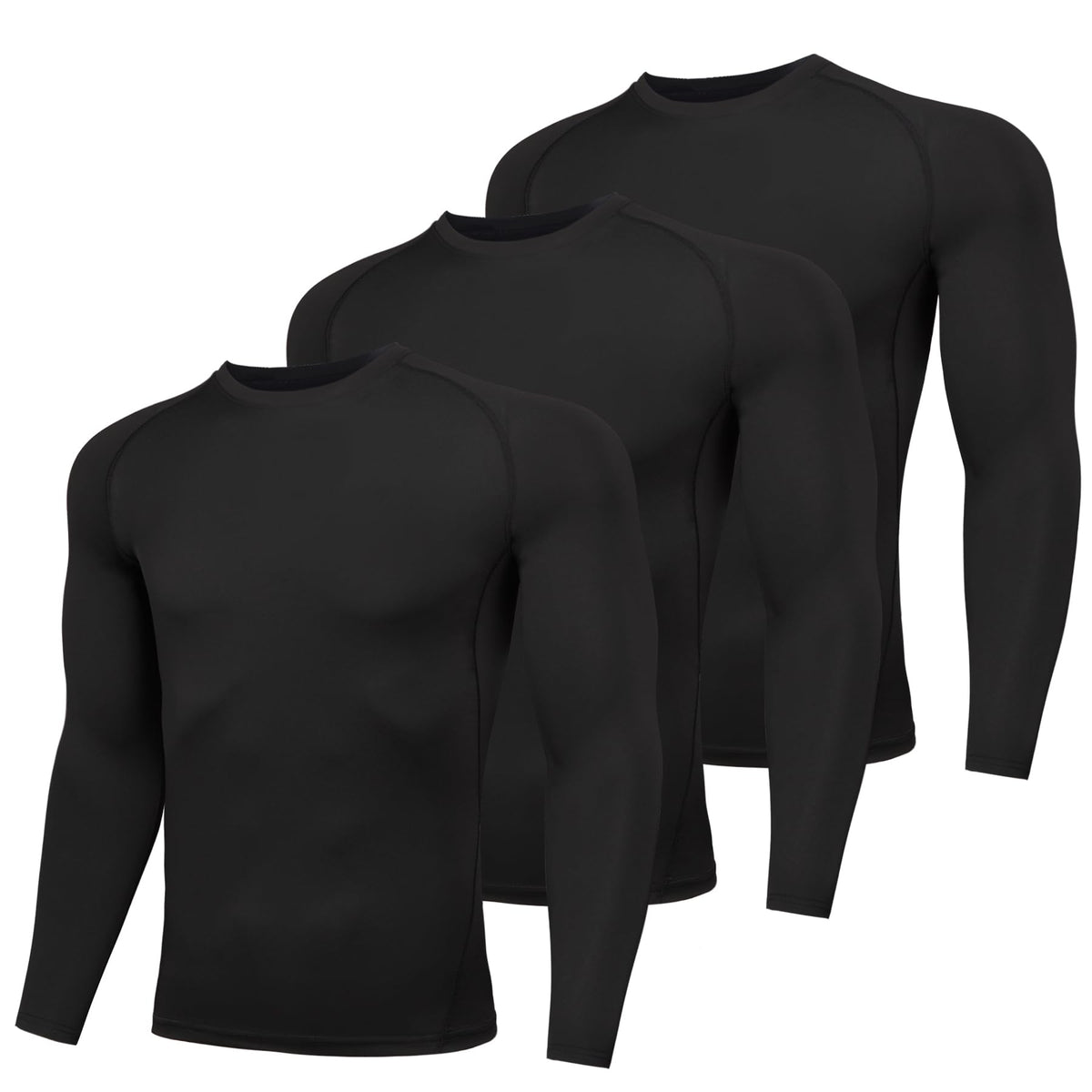 AMZSPORT Men's Long Sleeve Compression Running Shirt Quick Dry