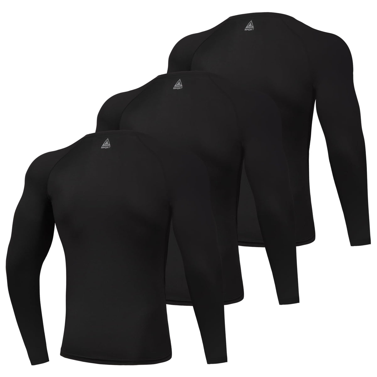 AMZSPORT Men's Long Sleeve Compression Running Shirt Quick Dry