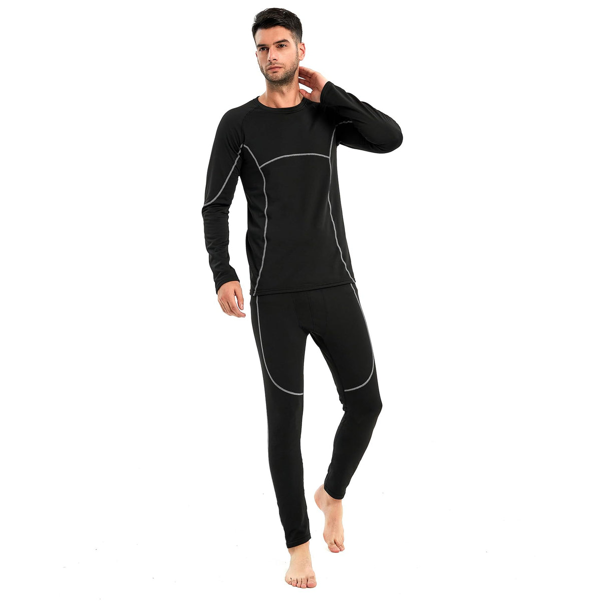 AMZSPORT Men's Warm Thermal Underwear Set, Base Layer
