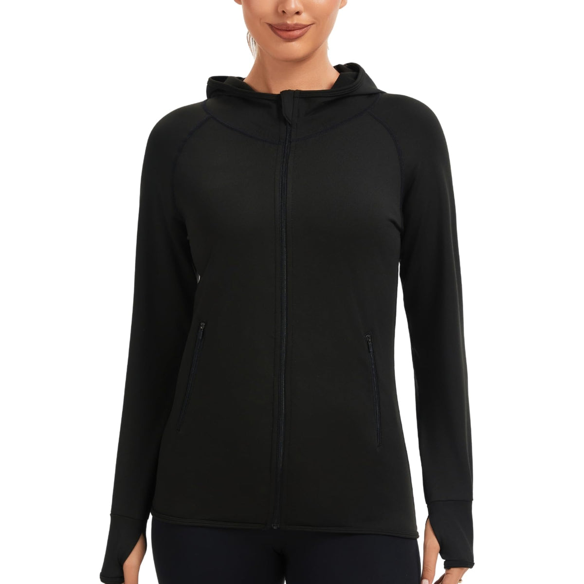 AMZSPORT Women's Running Jacket Long Sleeve Sports Zip-Up