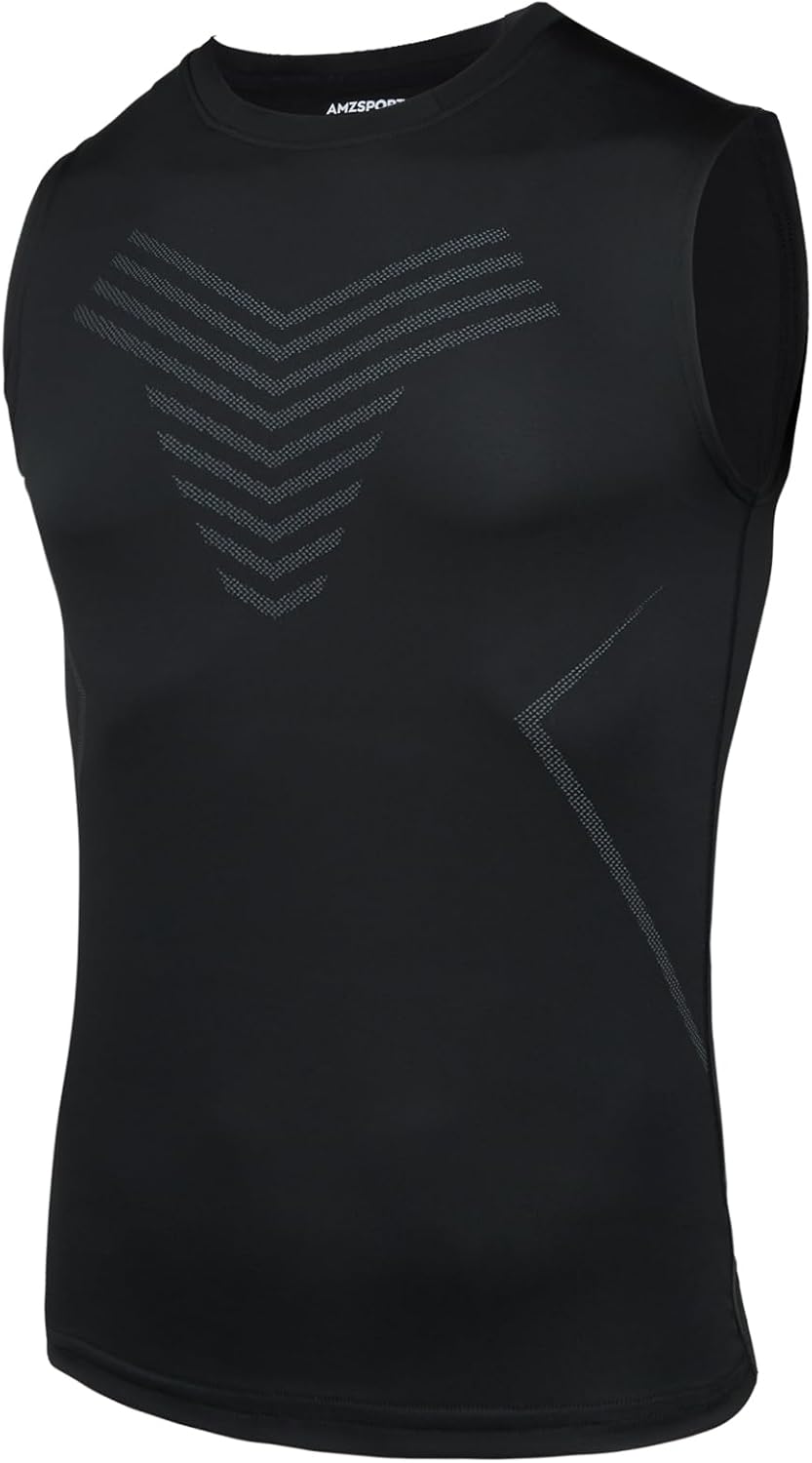 AMZSPORT Men's Compression Tank Top Sleeveless Base Layer Shirt
