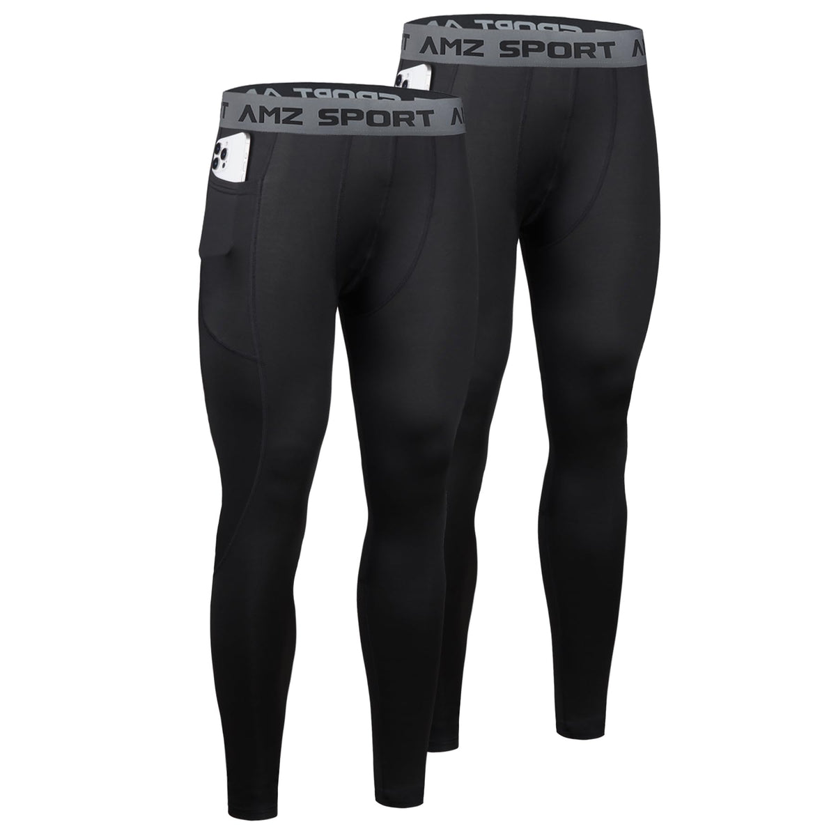 AMZSPORT Men's 2-Pack Compression Leggings