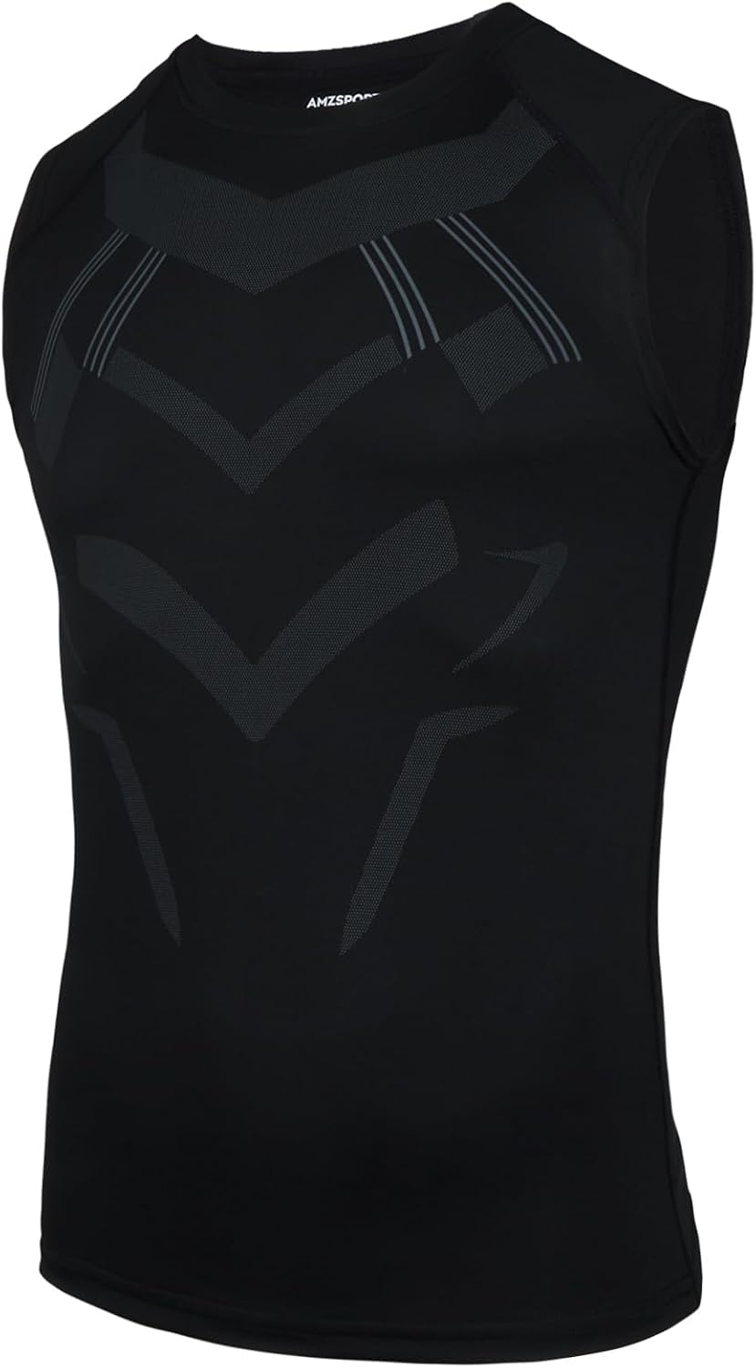 AMZSPORT Men's Compression Tank Top Sleeveless Base Layer Shirt
