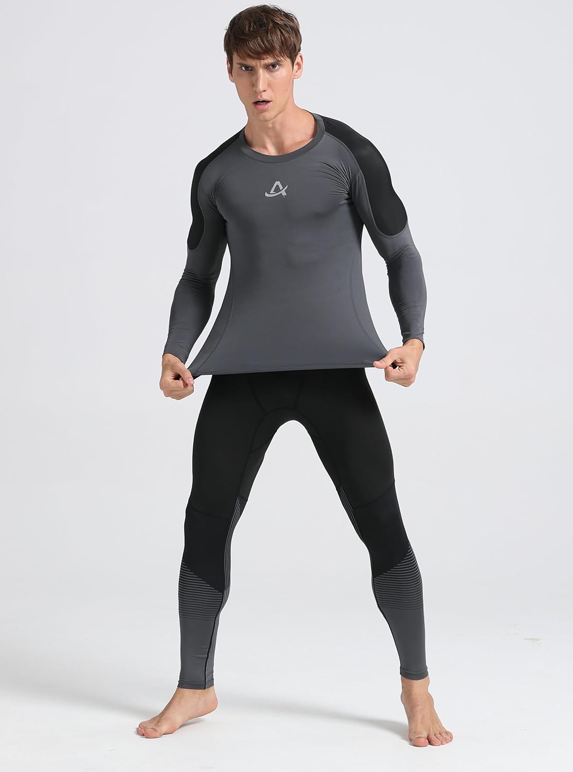 AMZSPORT Men's Long Sleeve Compression Shirt, Breathable