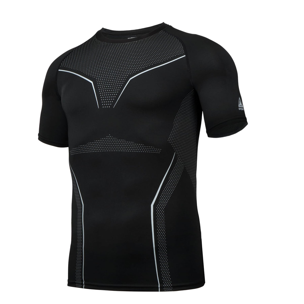 AMZSPORT Men's Breathable Compression Shirt, Short Sleeve