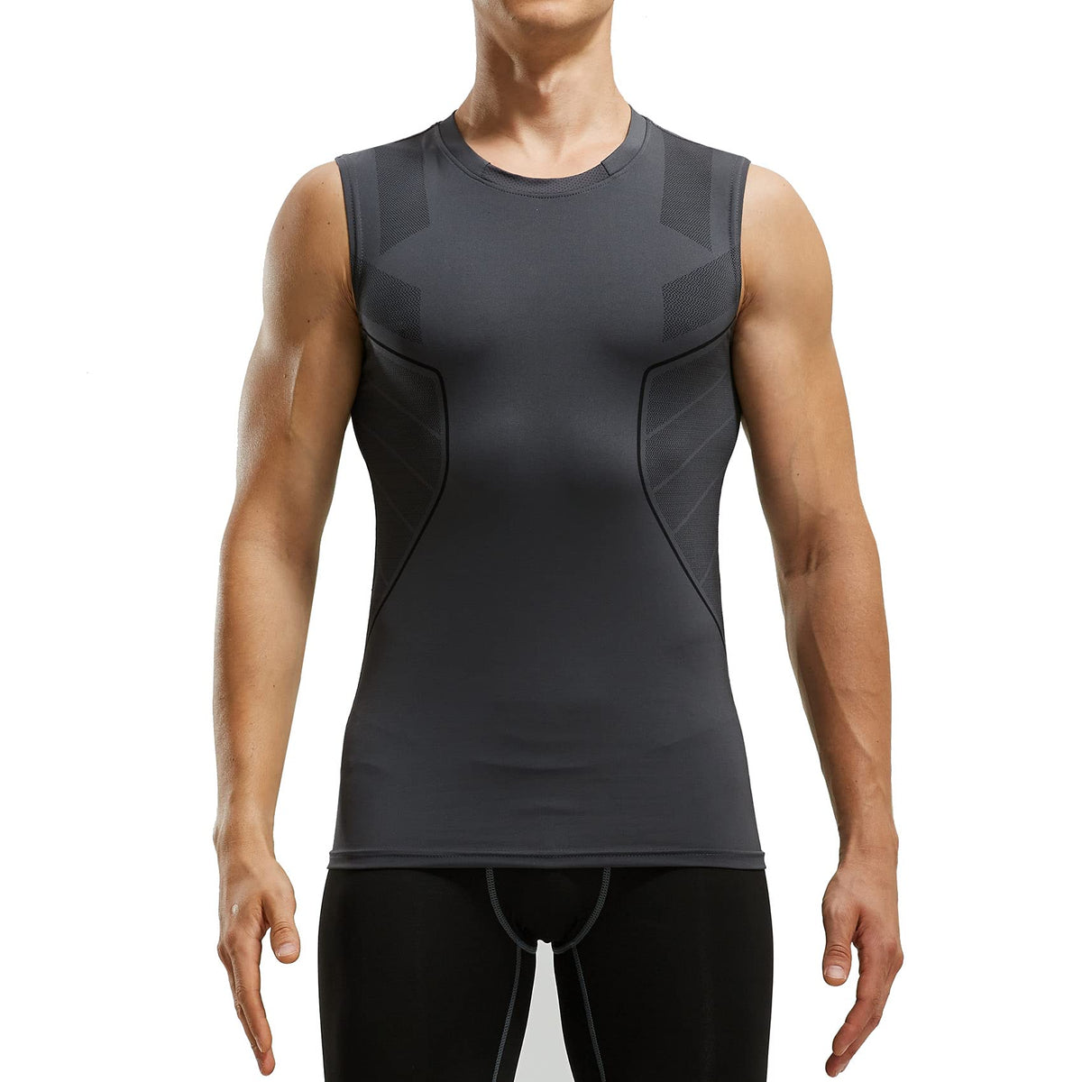 AMZSPORT Men's Compression Sleeveless Shirt, Sports Tank Top