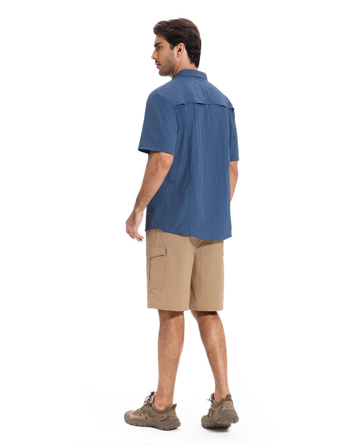 AMZSPORT Men's Quick-Dry Short Sleeve Button Shirt with Pockets