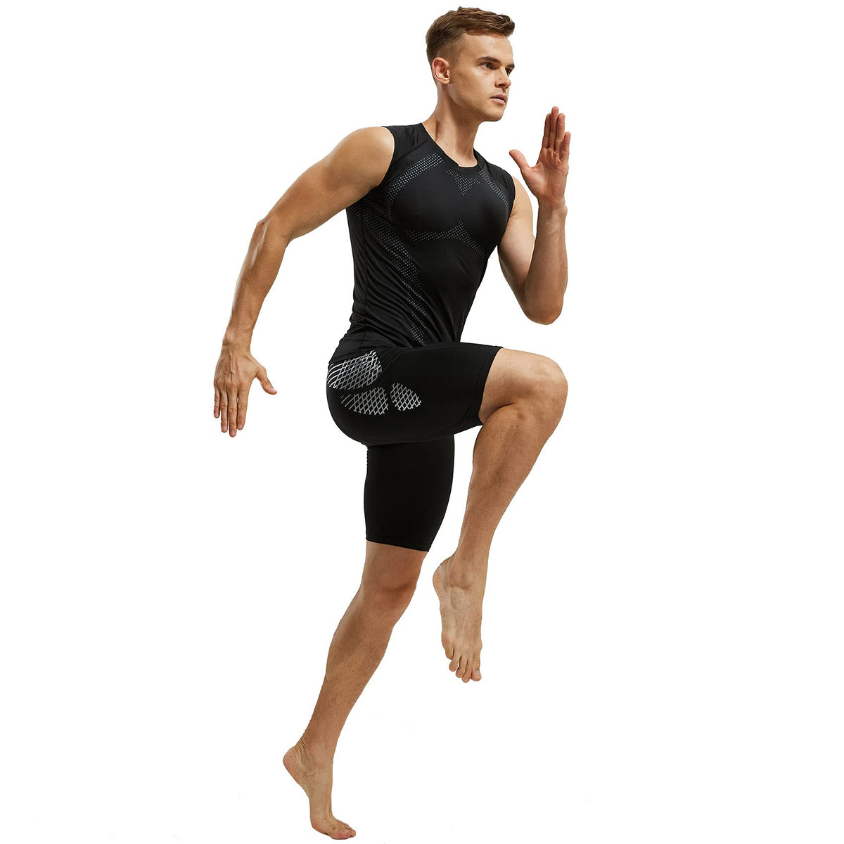 AMZSPORT Men's Compression Sleeveless Shirt, Sports Tank Top