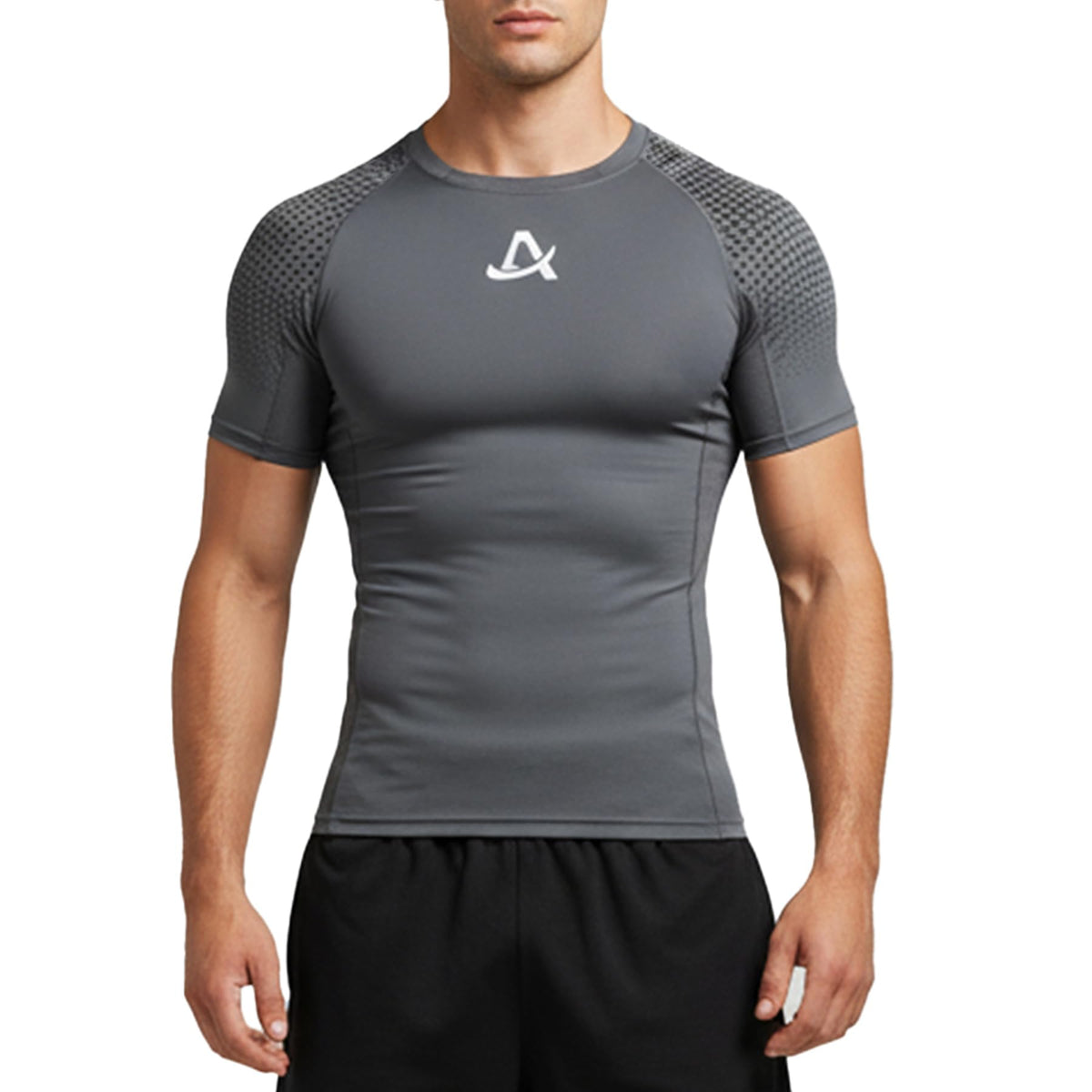 AMZSPORT Men's Short Sleeve Compression Shirt Quick-Dry Running Top