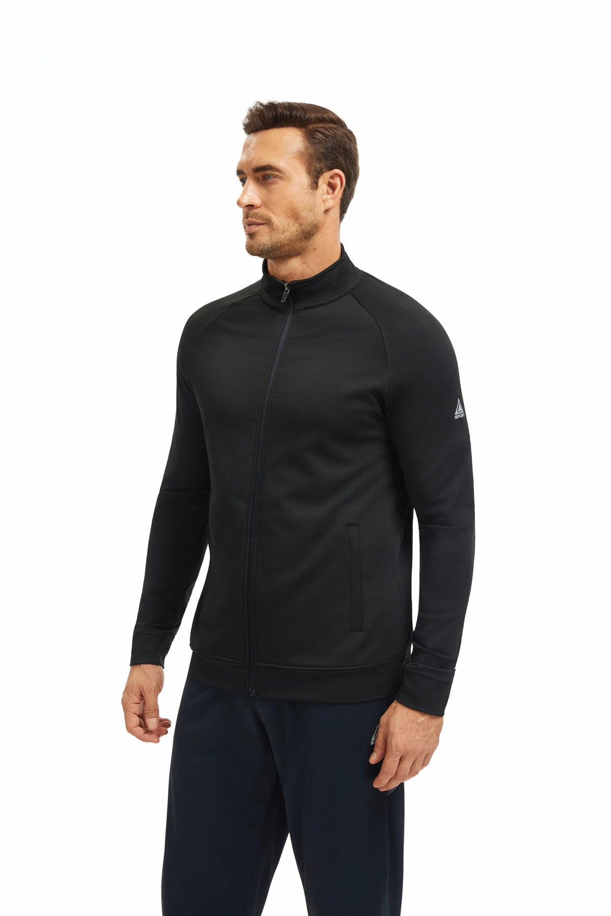 AMZSPORT Men's Microfleece Running Jacket with Zip Pockets