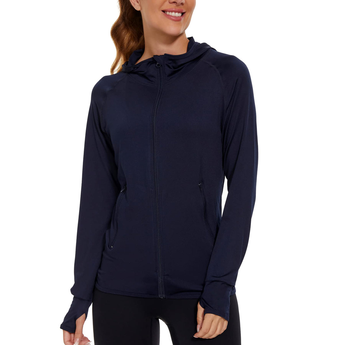 AMZSPORT Women's Running Jacket Long Sleeve Sports Zip-Up