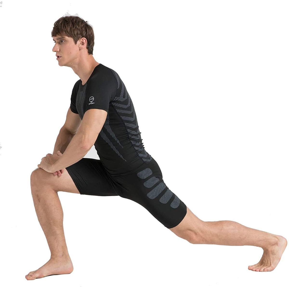 AMZSPORT Men's Short Sleeve Compression Shirt Quick-Dry Running