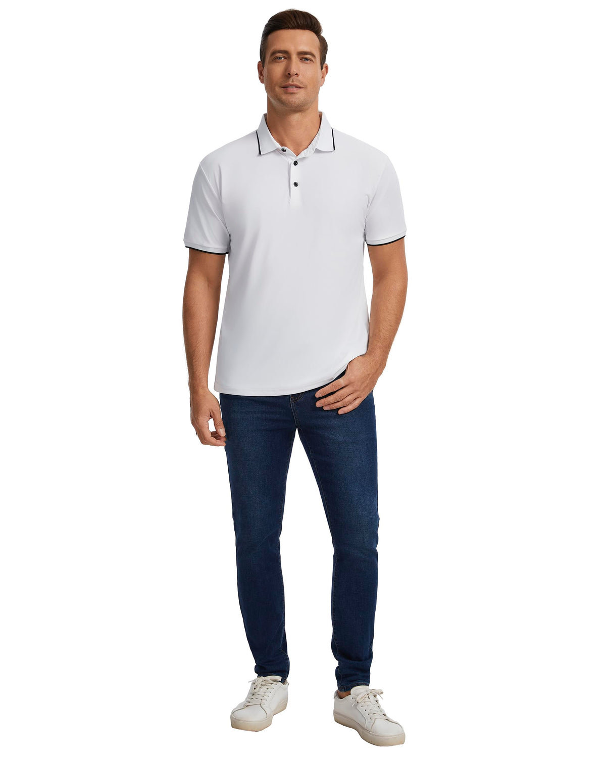 AMZSPORT Men's Short Sleeve Polo Shirt For Golf,Business Or Casual