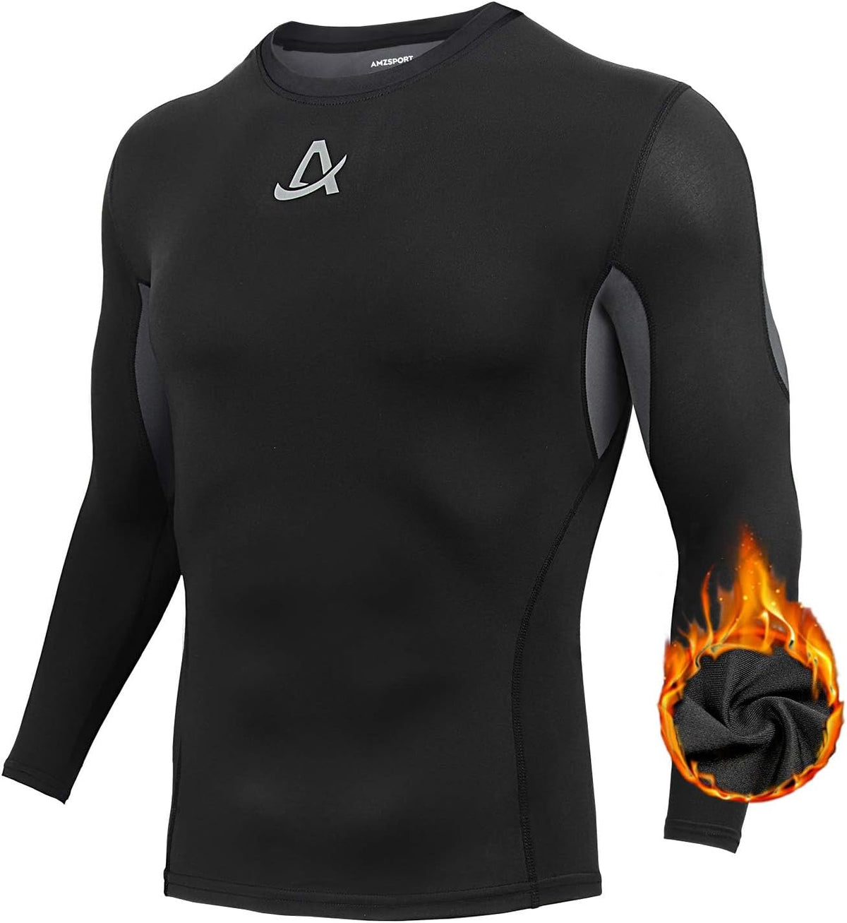 AMZSPORT Men's Long Sleeve Compression Shirt, Breathable
