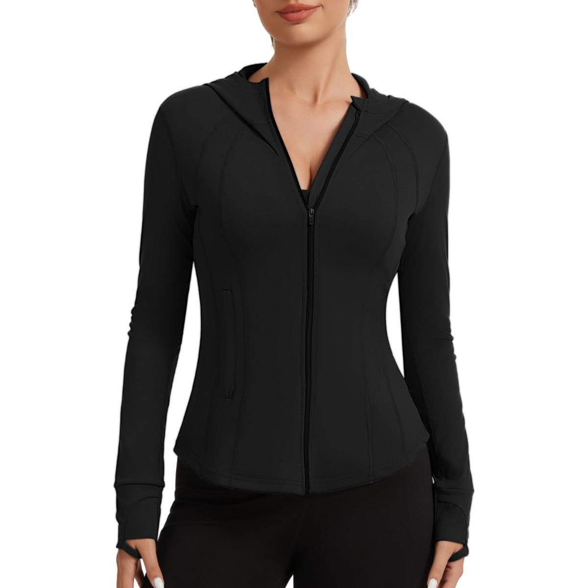 AMZSPORT Women's Running Jacket Slim Fit Training Top Yoga Gym Sport