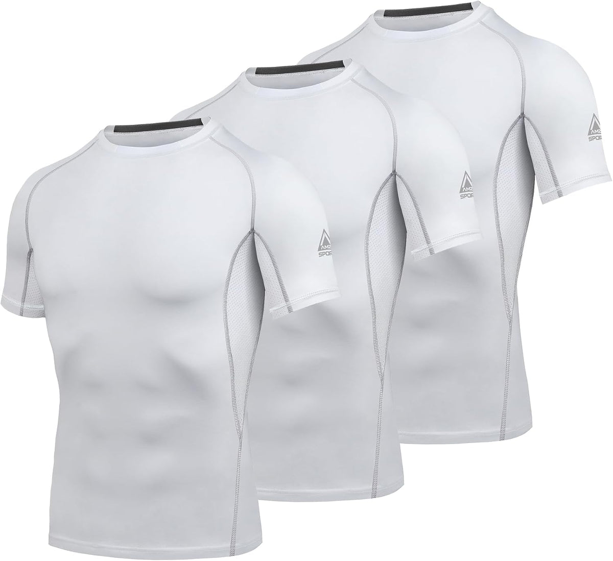 AMZSPORT Men's Short Sleeve Compression Shirt, Cool Dry Running Top
