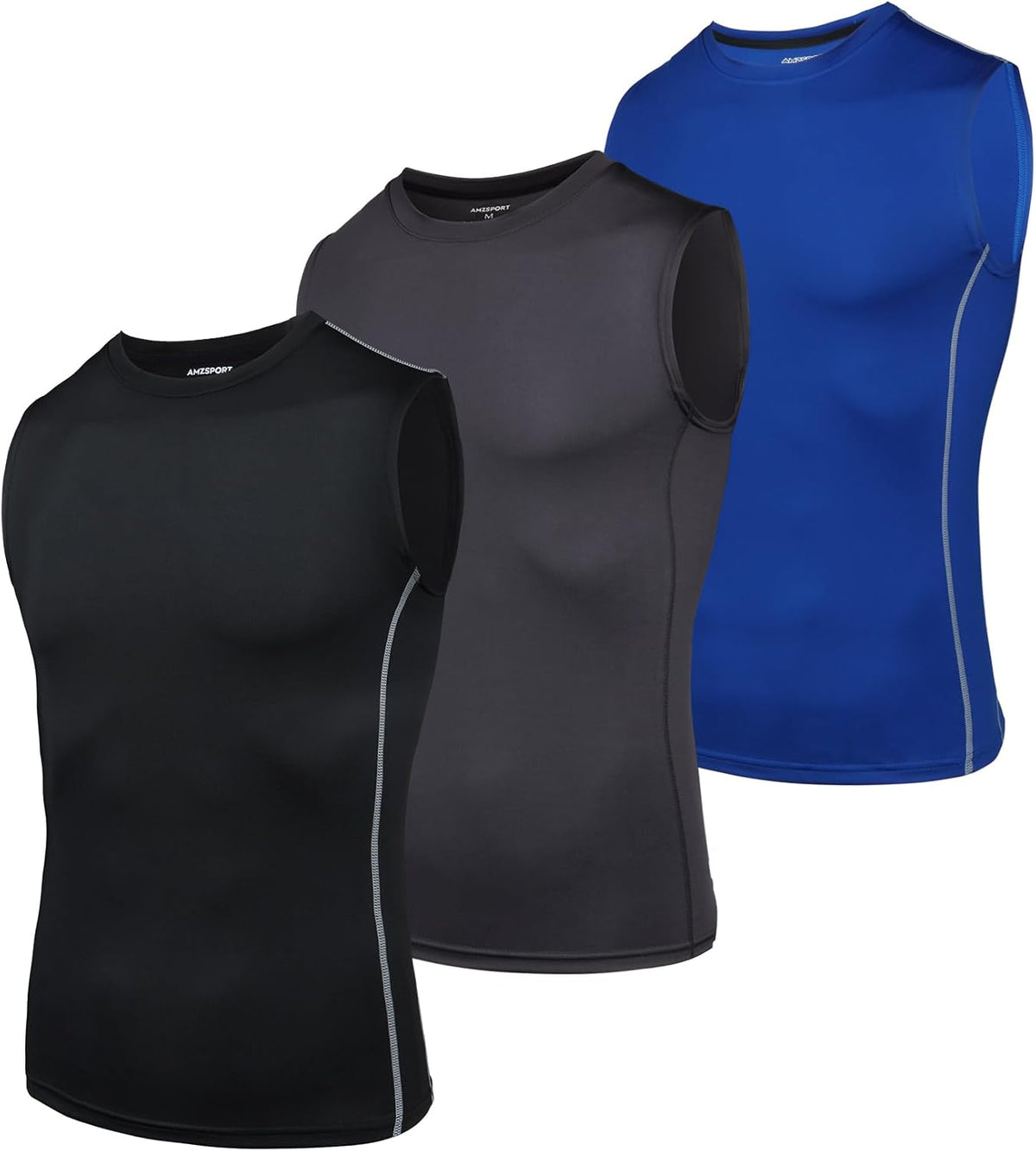 AMZSPORT Men's Compression Tank Top Sleeveless Base Layer Shirt