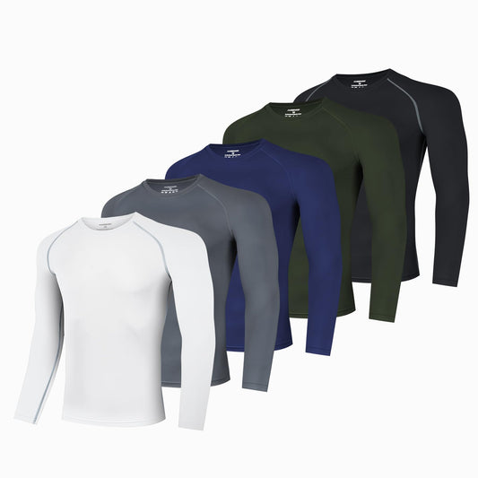 AMZSPORT Men's Long Sleeve Compression Running Shirt Quick Dry
