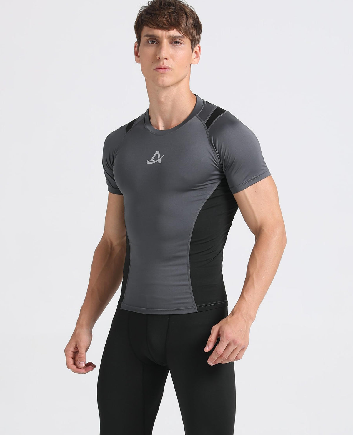 AMZSPORT Men's Short Sleeve Compression Shirt Quick-Dry Running