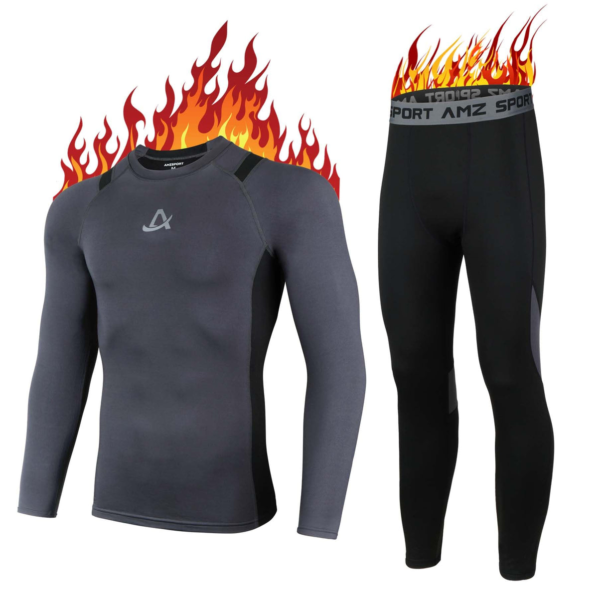 AMZSPORT Men's Warm Thermal Underwear Set, Base Layer
