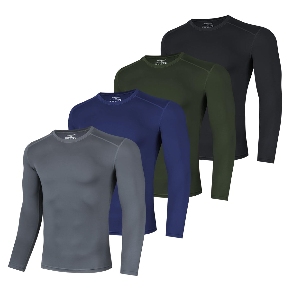 AMZSPORT Men's Long Sleeve Compression Shirt, Quick-Dry