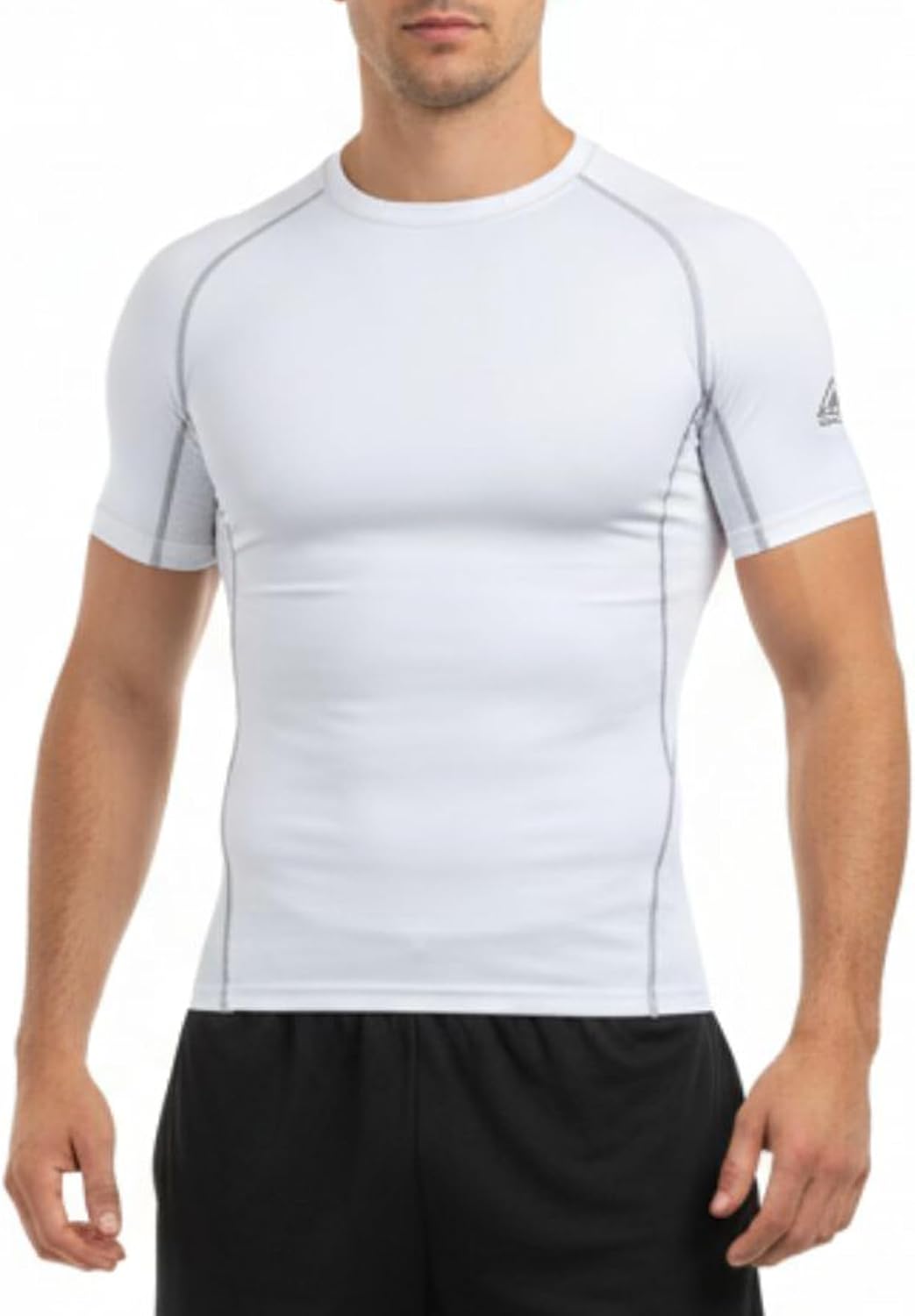 AMZSPORT Men's Short Sleeve Compression Shirt, Cool Dry Running Top