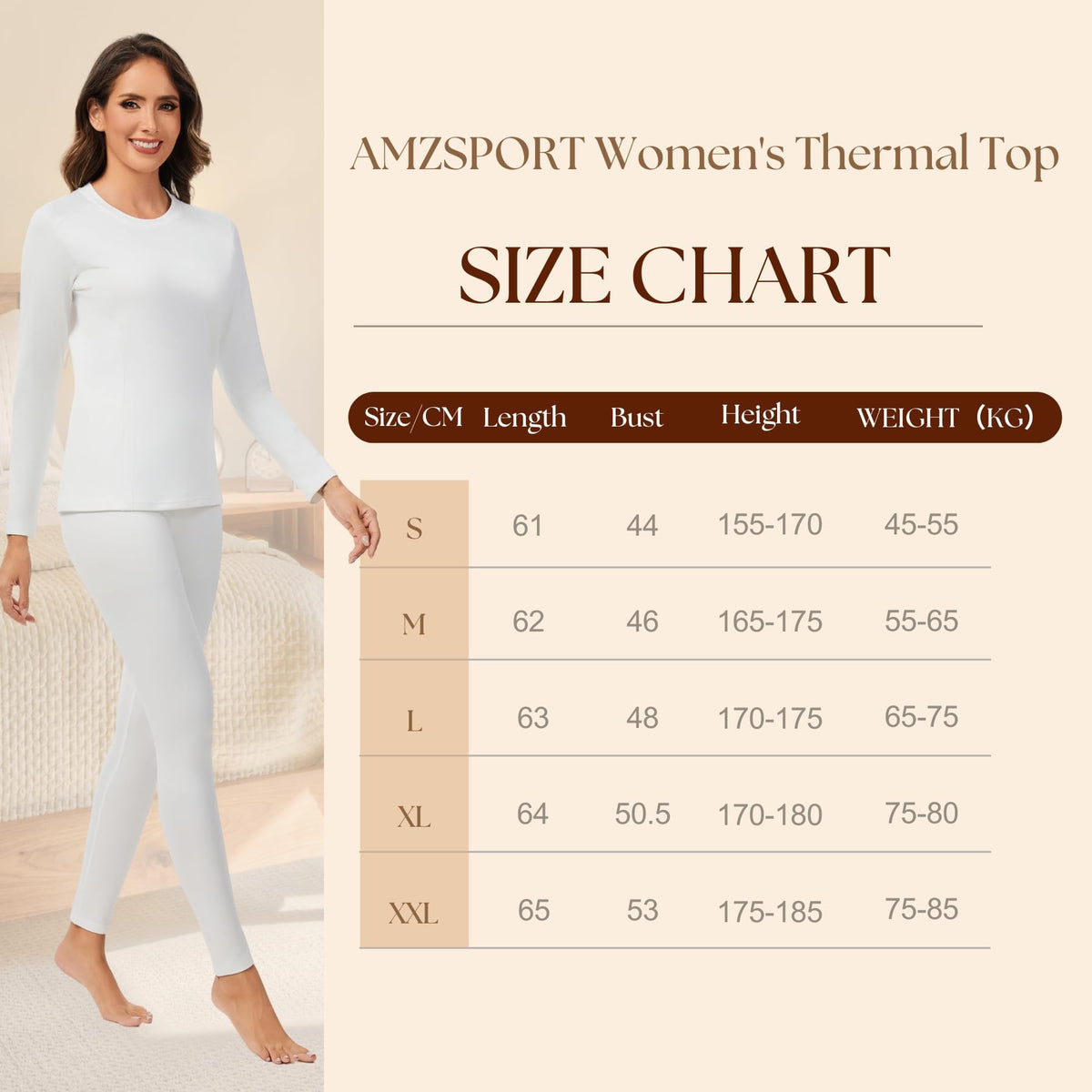 AMZSPORT Women's Thermal Long Sleeve Shirt Slim Fit Winter Base Layer