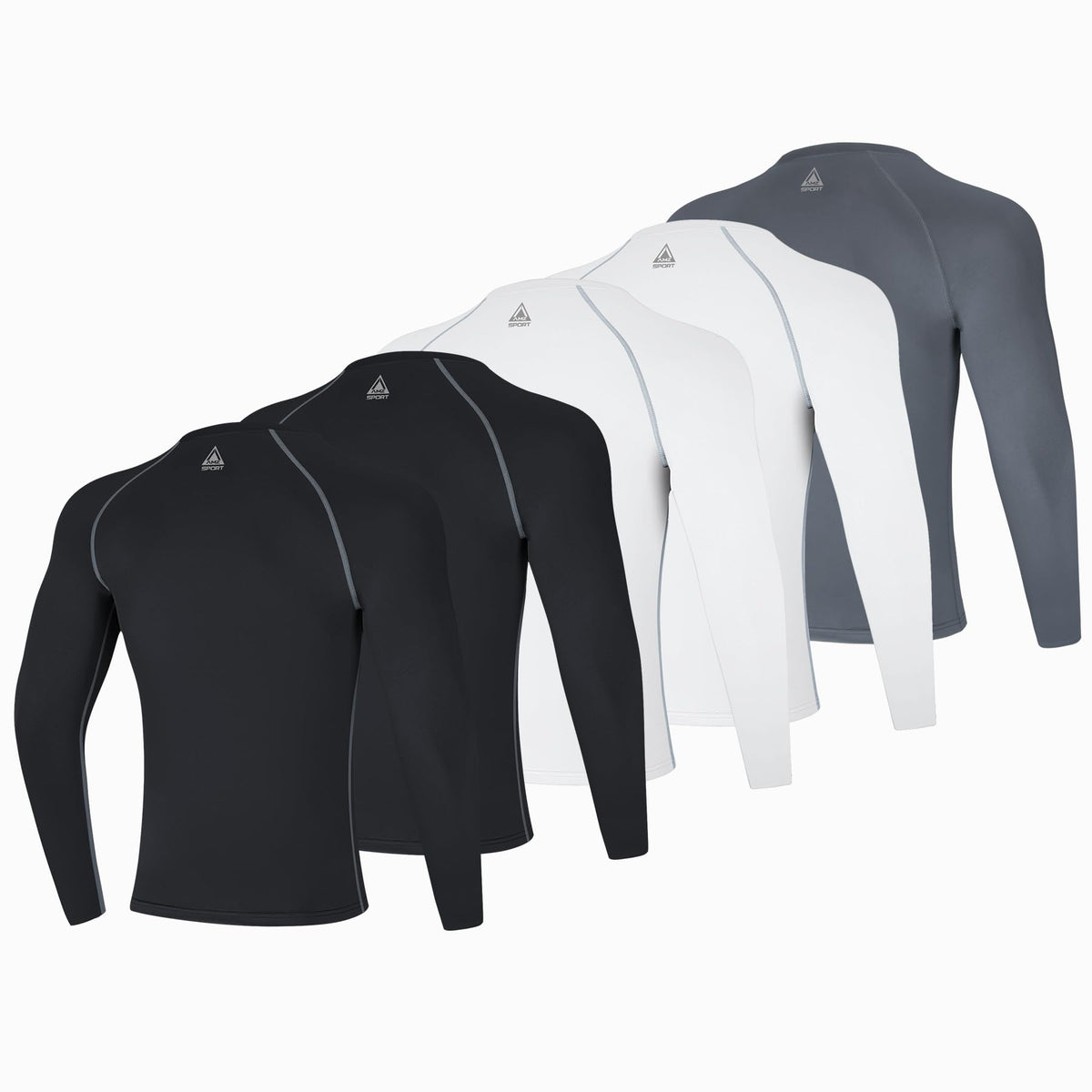 AMZSPORT Men's Long Sleeve Compression Running Shirt Quick Dry