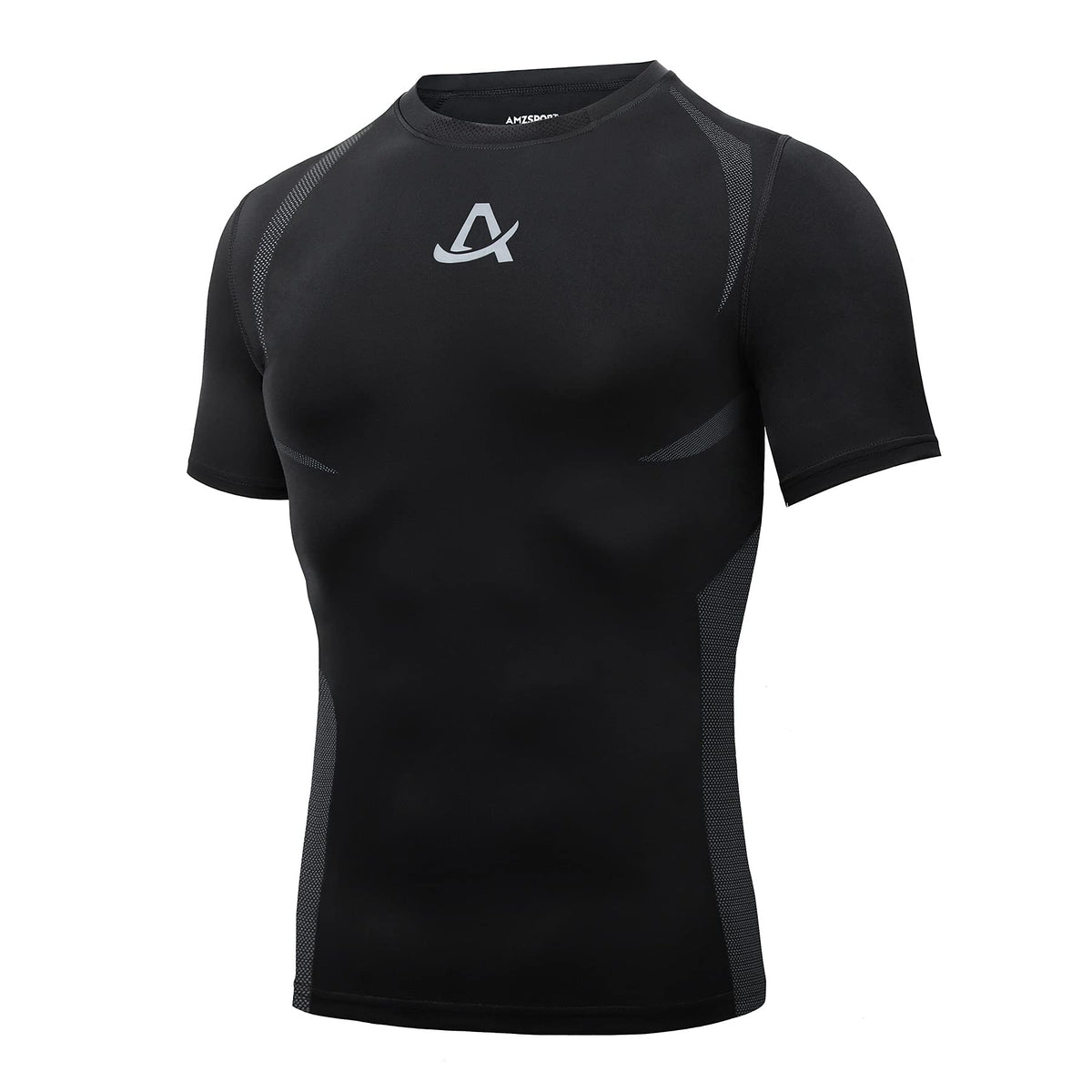 AMZSPORT Men's Short Sleeve Compression Shirt Quick-Dry Running Top