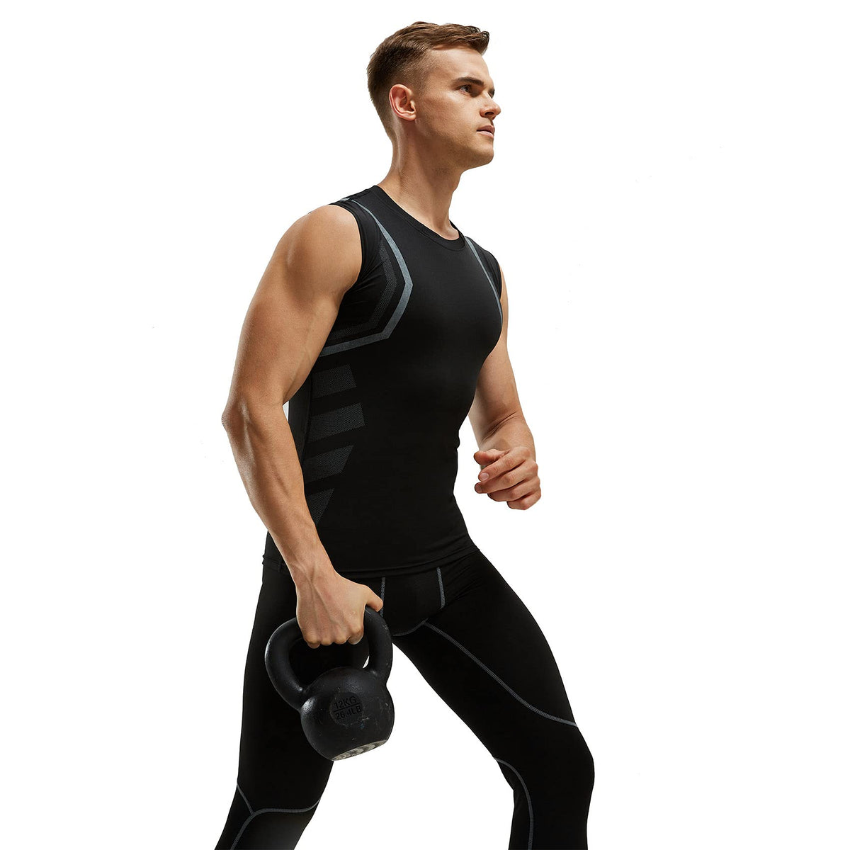 AMZSPORT Men's Compression Sleeveless Shirt, Sports Tank Top