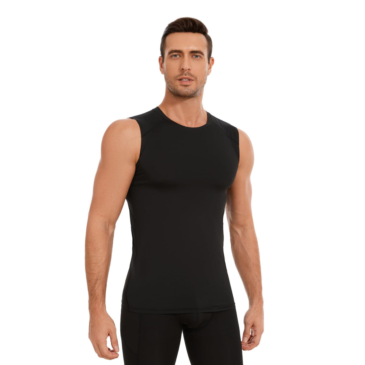 AMZSPORT Men's 5-Pack Sleeveless Compression Tank Top Gym Running