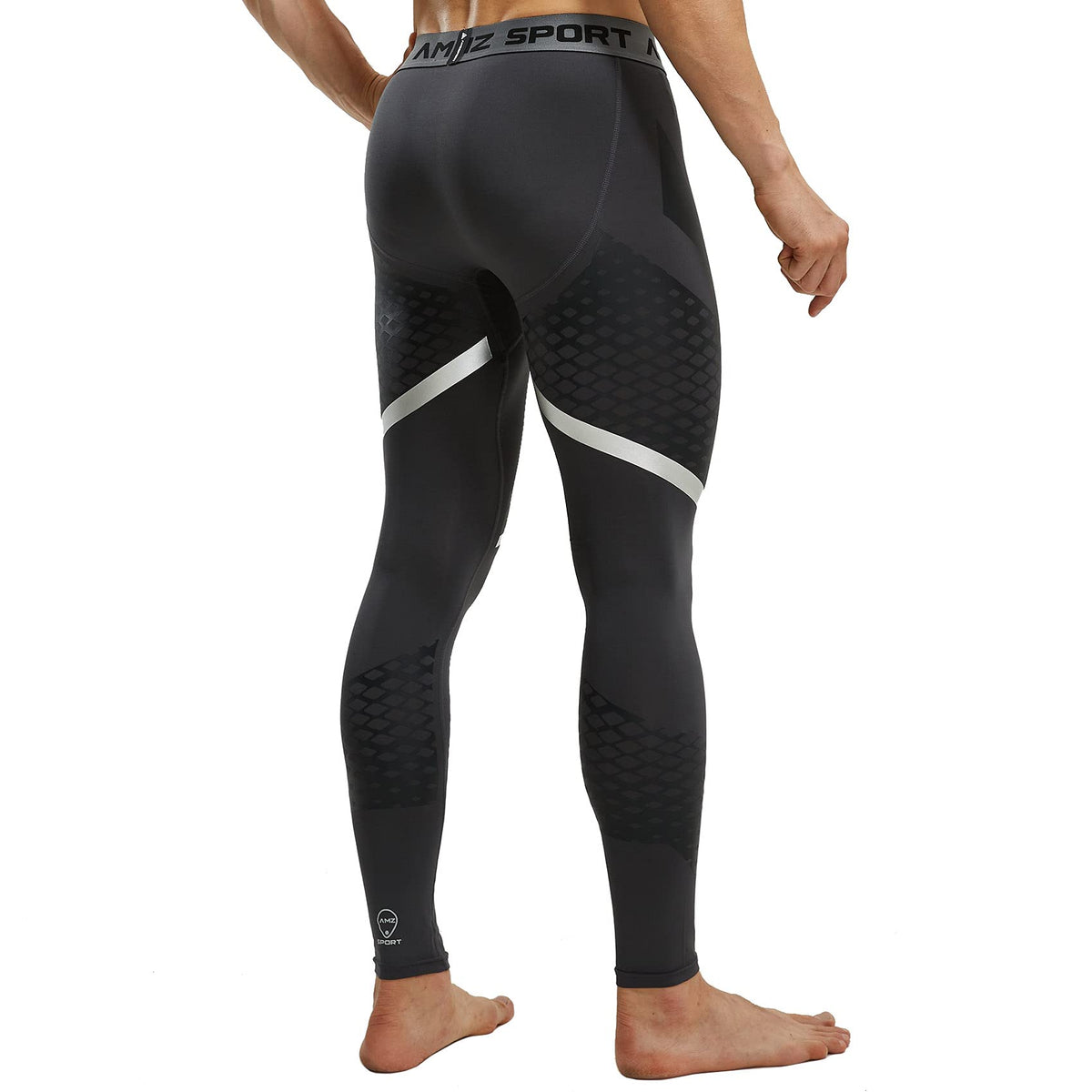 AMZSPORT Men's Quick-Dry Compression Running Tights