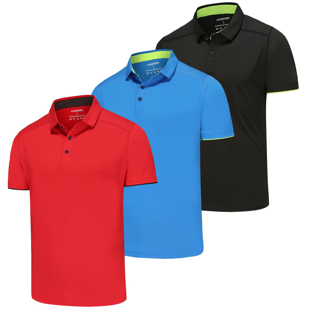 AMZSPORT 3 Pack MEN Poloshirt Basic  Polo T Shirt Slim Fit Golf