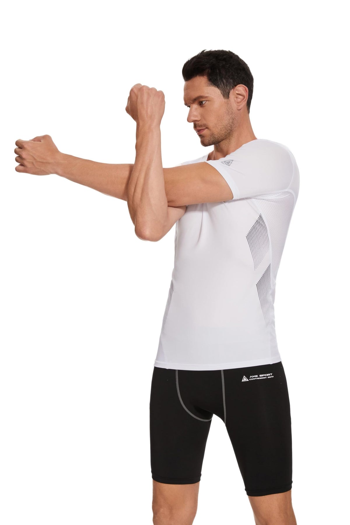 AMZSPORT Men's Short Sleeve Compression Shirt Quick-Dry Running