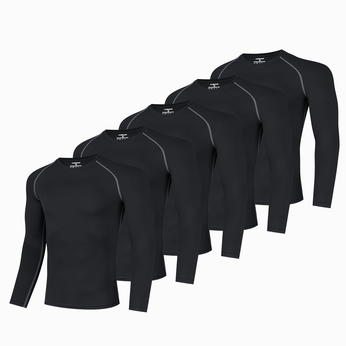 AMZSPORT Men's Long Sleeve Compression Running Shirt Quick Dry
