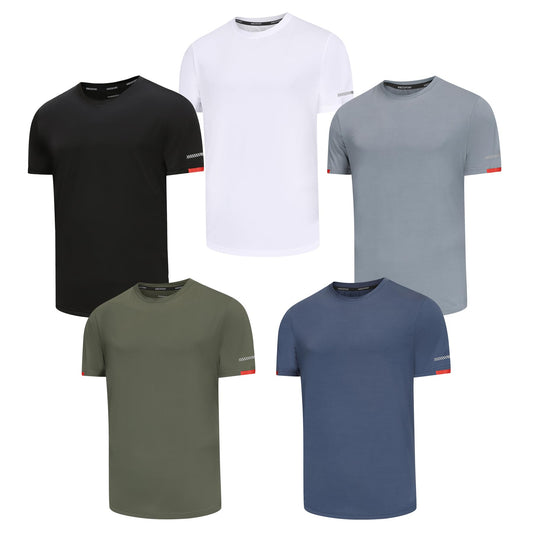 AMZSPORT Herren Sport T-Shirts, 3/5er-Pack Atmungsaktive & Schnelltrocknende Mesh Kurzarmshirts für Laufen, Training & Fitness
