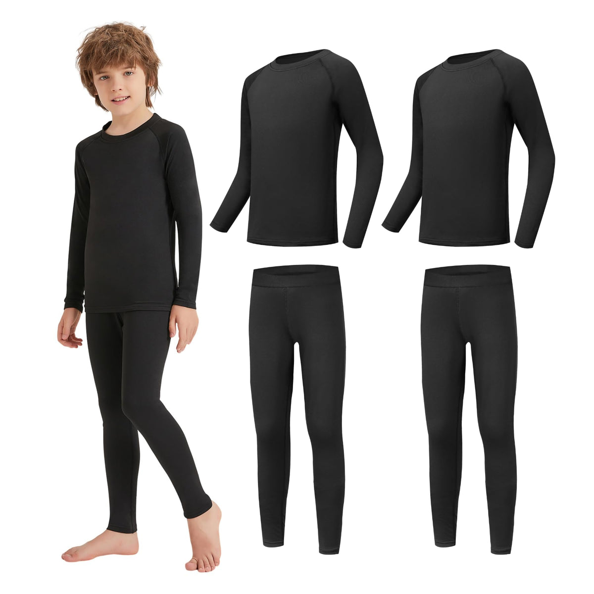 AMZSPORT Kids' Thermal Base Layer Set, Warm & Quick-Dry
