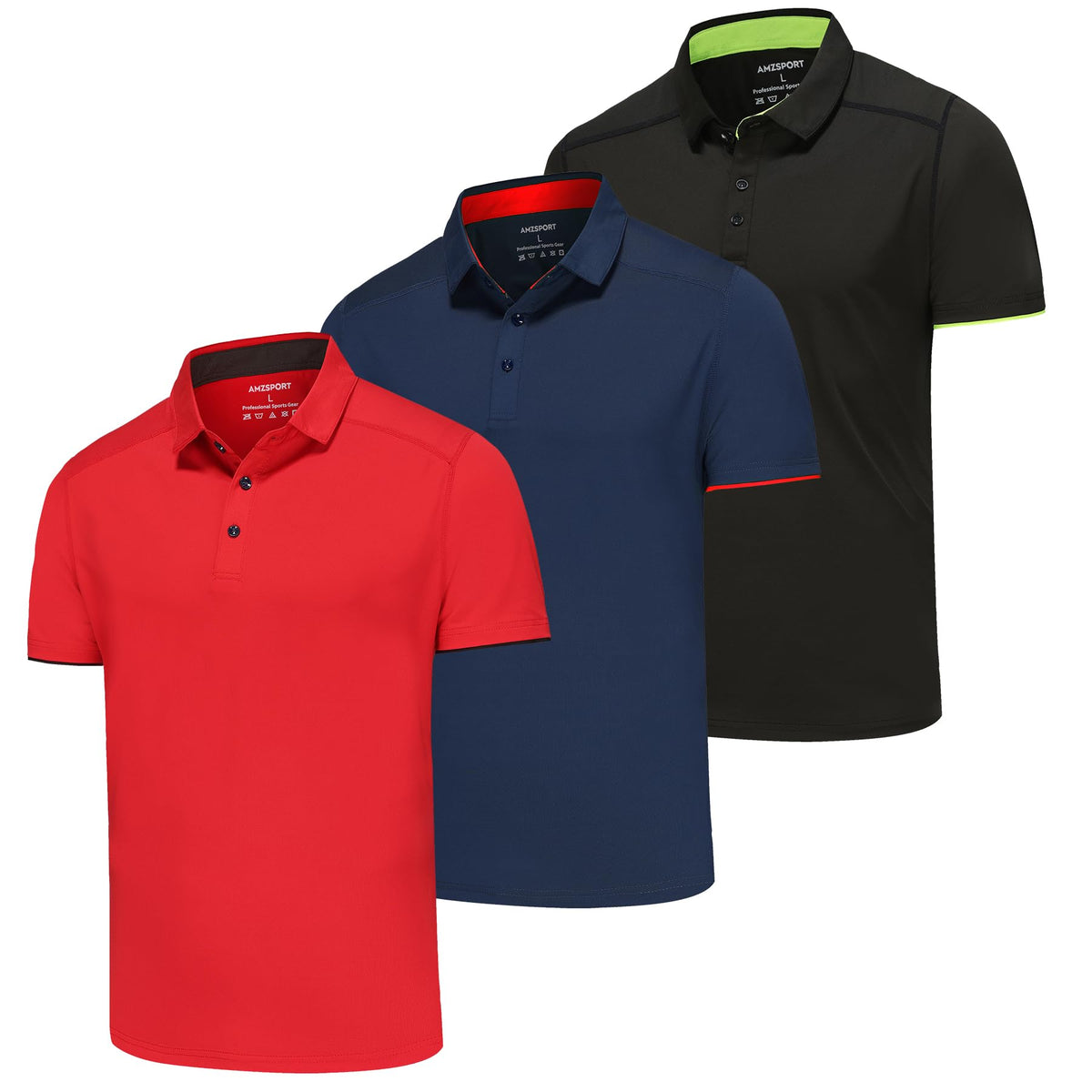 AMZSPORT 3 Pack MEN Poloshirt Basic  Polo T Shirt Slim Fit Golf