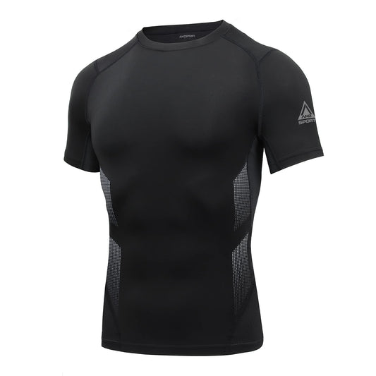 AMZSPORT Men's Short Sleeve Compression Shirt Quick-Dry Running