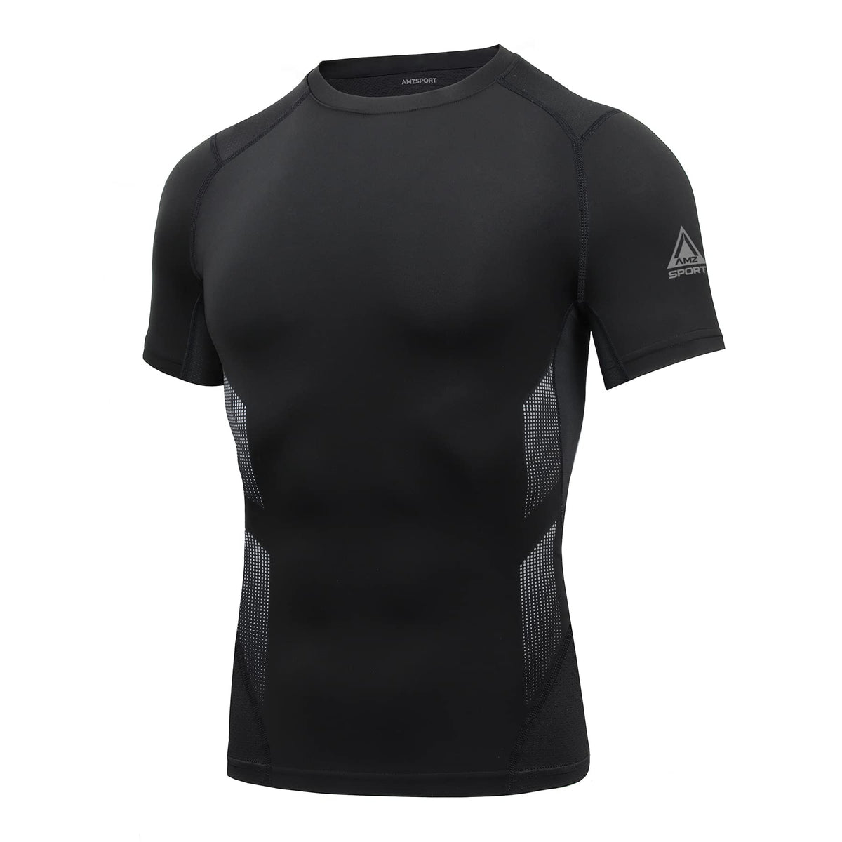 AMZSPORT Men's Short Sleeve Compression Shirt Quick-Dry Running