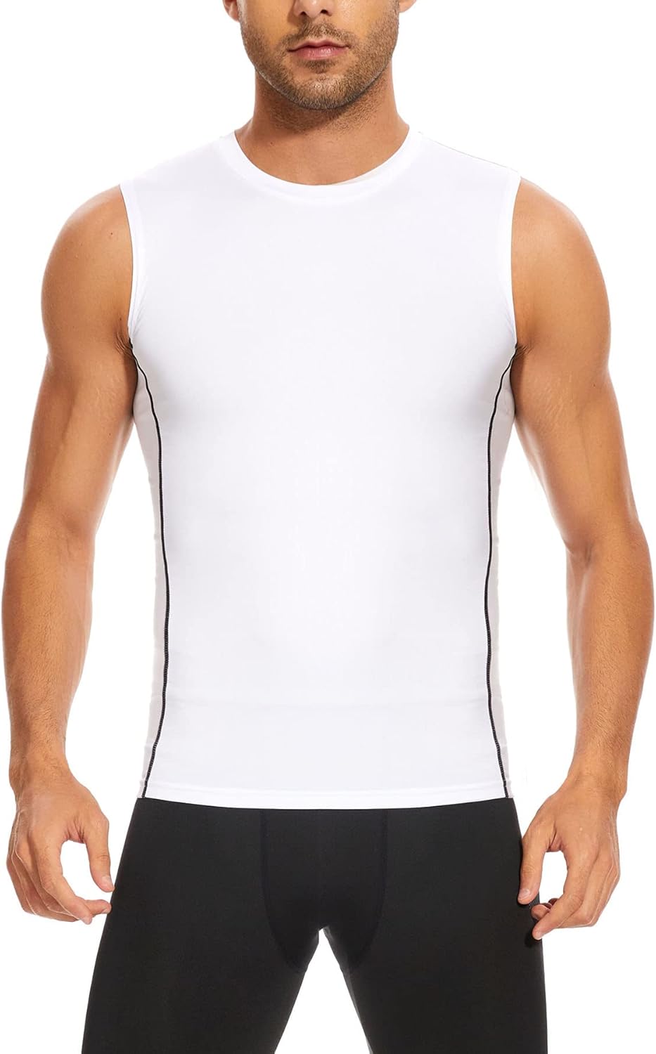 AMZSPORT Men's Compression Tank Top Sleeveless Base Layer Shirt