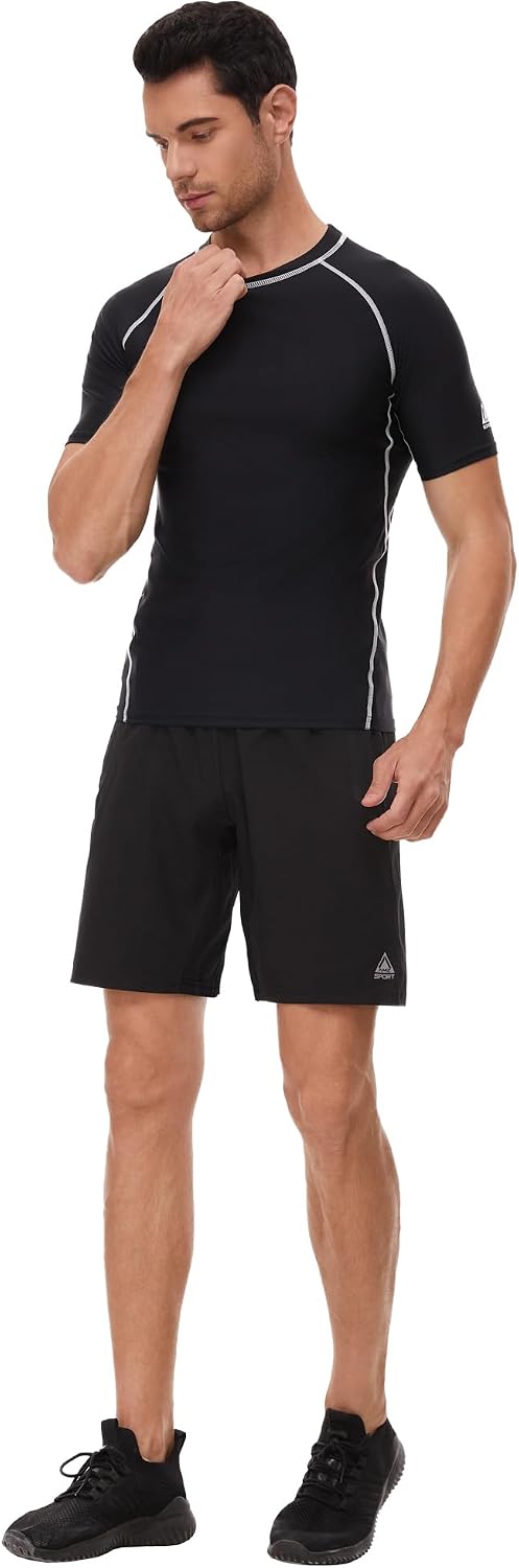 AMZSPORT Men's Rash Guard Shirt, UPF 50+ UV Protection